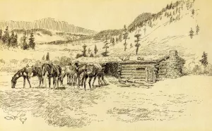 Where I Learned the Diamond Hitch-The Old Hoover Ranch on the South Fork of the Judith Oil painting by Charles Marion Russell