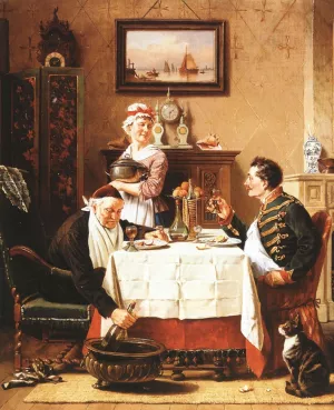 A Satisfying Meal by Charles Meer Webb Oil Painting