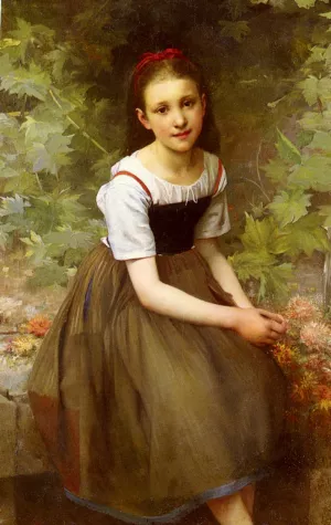 Une Jeune Fille Aux Fleurs by Charles Victor Thirion Oil Painting
