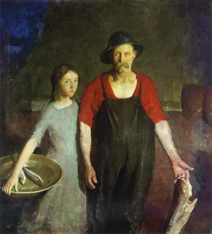 Fisherman and His Daughter by Charles W. Hawthorne Oil Painting