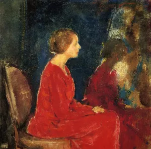 The Red Dress by Charles W. Hawthorne Oil Painting