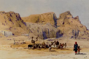 A Camel Train At Aden by Charles Wilda Oil Painting