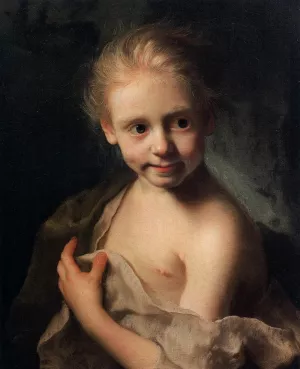 Portrait of a Small Girl by Christian Seybold Oil Painting