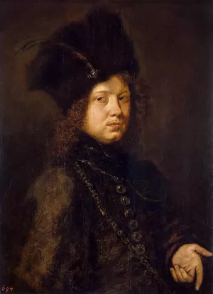 Portrait of a Young Man in a Fur Hat by Christoph Paudiss Oil Painting