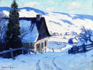 A Farm, Last Rauys by Clarence Gagnon Oil Painting