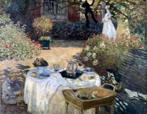 The Luncheon (Monet's Garden At Argenteuil) Oil painting by Claude Monet