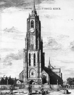 Exterior of the Nieuwe Kerk in Delft by Coenraet Decker Oil Painting