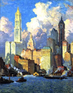 Hudson River Waterfront by Colin Campbell Cooper Oil Painting