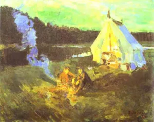 Hunter's Tent by Constantin Alexeevich Korovin Oil Painting