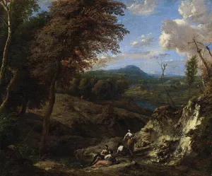 Wooded Hilly Landscape by Cornelis Huysmans Oil Painting