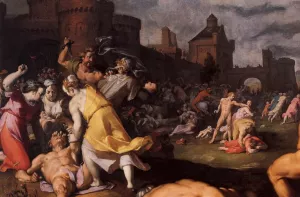 Massacre of the Innocents Detail by Cornelis Van Haarlem Oil Painting