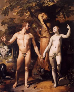 The Fall of Man by Cornelis Van Haarlem Oil Painting