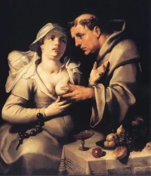 The Monk and the Nun by Cornelis Van Haarlem Oil Painting