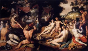 The Wedding of Peleus and Thetis by Cornelis Van Haarlem Oil Painting