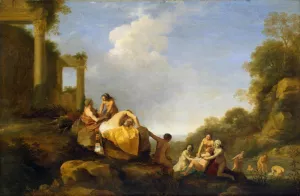 Landscape with Diana and Callisto by Cornelis Van Poelenburgh Oil Painting