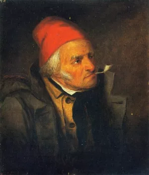 Man with Red Hat and Pipe by Cornelius Krieghoff Oil Painting