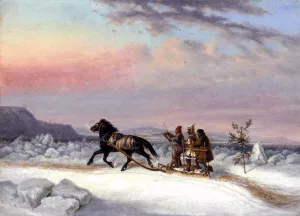The Winter Crossing from Levis to Quebec by Cornelius Krieghoff Oil Painting