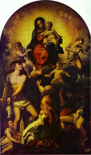 Madonna and Child with St. Sebastian by Correggio Oil Painting