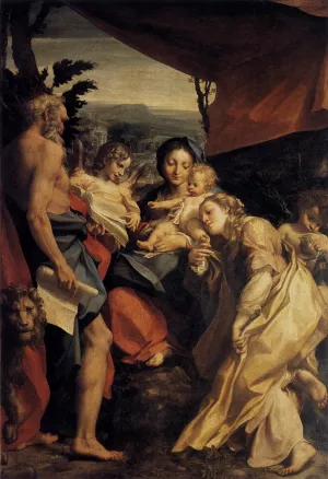 Madonna and Child with Sts Jerome and Mary Magdalene The Day by Correggio Oil Painting