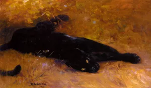 The Black Panther by Cuthbert Edmund Swan Oil Painting