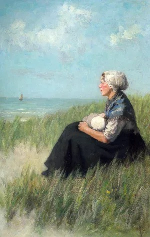 Mother and Child in the Dunes by David Adolf Constant Artz Oil Painting