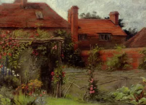 The Kitchen Garden - The Manor Farm - Ashmansworth Hampshire by David Murray Oil Painting