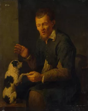 Peasant with a Dog by David Ryckaert The Younger Oil Painting