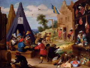 A Festival of Monkeys by David Teniers The Younger Oil Painting