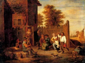 Peasants Merrying Outside an Inn by David Teniers The Younger Oil Painting