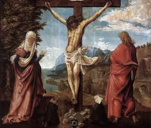 Christ On The Cross Between Mary And St. John by Denys Van Alsloot Oil Painting