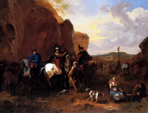 Cossacks on Horseback Asking a Hermit for Directions by Dirck Maas Oil Painting