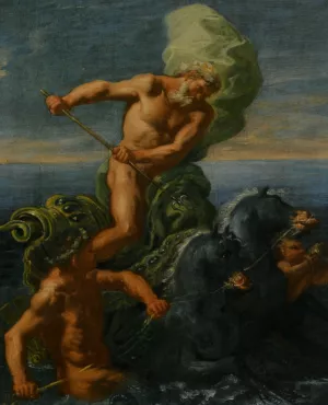 Neptune and his Chariot of Horses by Domenico Antonio Vaccaro Oil Painting
