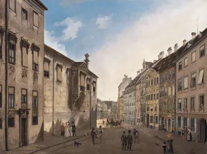 Residenzstrasse Looking Towards Max-Joseph-Platz in 1826 by Domenico Quaglio Oil Painting