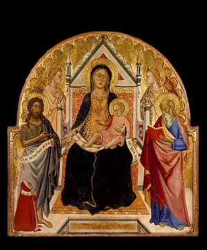 Madonna and Child with Sts John Baptist and Paul by Don Silvestro Dei Gherarducci Oil Painting