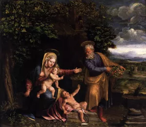 Holy Family with the Young St John the Baptist by Dossi Battista Oil Painting