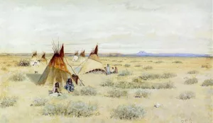 Camp of Standing Bear by Dwight W. Huntington Oil Painting