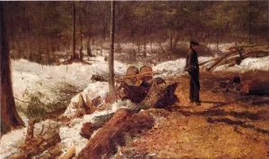 A Boy in the Maine Woods Oil painting by Eastman Johnson