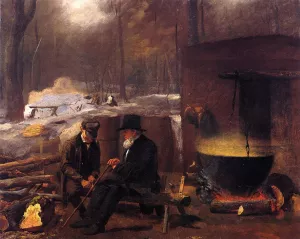 At the Camp, Spinning Yarns and Whittling by Eastman Johnson Oil Painting
