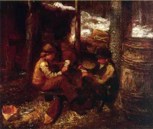 At the Maple Sugar Camp by Eastman Johnson Oil Painting