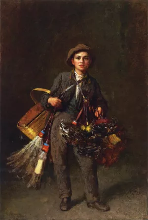 Feather Duster Boy by Eastman Johnson Oil Painting