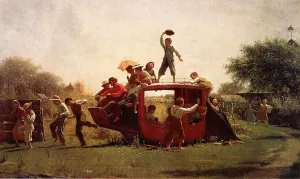The Old Stagecoach by Eastman Johnson Oil Painting