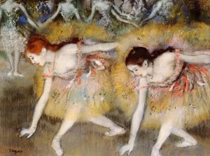 Dancers Bending Down also known as The Ballerinas by Edgar Degas Oil Painting