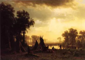 An Indian Encampment Oil painting by Edmund Montague Morris