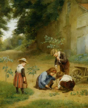 Les Jeunes Jardiniers by Edouard Frere Oil Painting