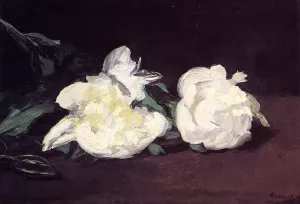Branch of White Peonies, with Pruning Shears by Edouard Manet Oil Painting