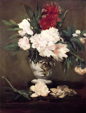Peonies in a Vase on a Stand by Edouard Manet Oil Painting