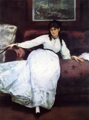 Repose: Portrait of Berthe Morisot by Edouard Manet Oil Painting