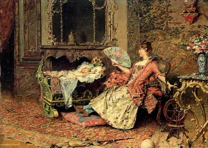 Watching The Baby by Edouard Toudouze Oil Painting