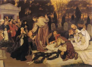The Raising of Lazarus by Eduard Von Gebhardt Oil Painting