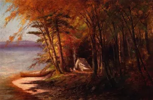 Camping on Saranac Lake, Adirondacks by Edward Hill Oil Painting